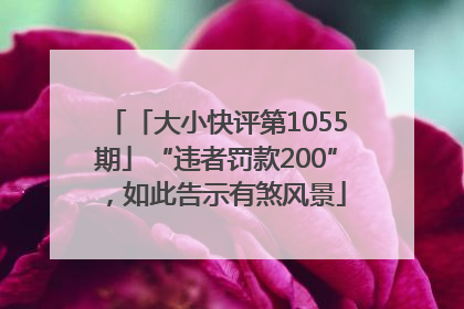 「大小快评第1055期」“违者罚款200”，如此告示有煞风景