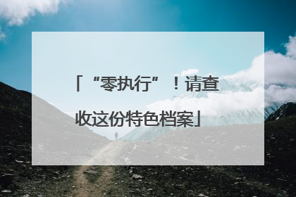 “零执行”！请查收这份特色档案