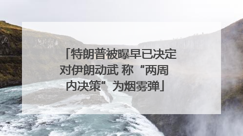特朗普被曝早已决定对伊朗动武 称“两周内决策”为烟雾弹