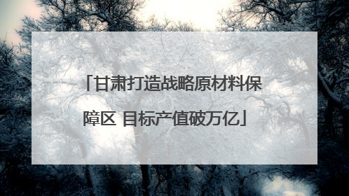 甘肃打造战略原材料保障区 目标产值破万亿