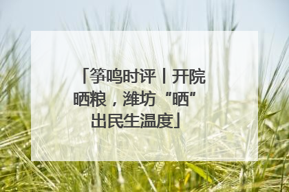 筝鸣时评丨开院晒粮，潍坊“晒”出民生温度