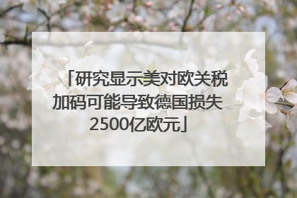 研究显示美对欧关税加码可能导致德国损失2500亿欧元