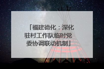 福建德化：深化驻村工作队临时党委协调联动机制