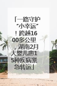一路守护“小幸运”！跨越1600多公里，湖南2月大婴儿患15种疾病紧急转运