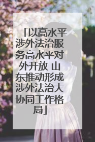 以高水平涉外法治服务高水平对外开放 山东推动形成涉外法治大协同工作格局