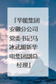 华能集团安徽分公司党委书记马冰武履新华电集团副总经理