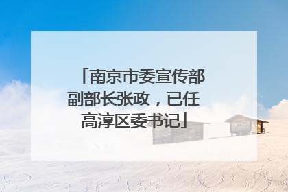 南京市委宣传部副部长张政，已任高淳区委书记