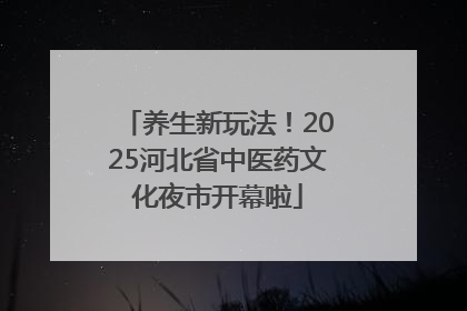 养生新玩法！2025河北省中医药文化夜市开幕啦
