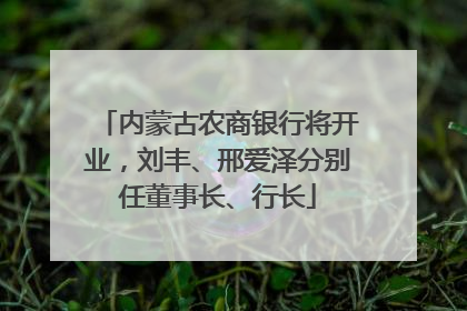 内蒙古农商银行将开业，刘丰、邢爱泽分别任董事长、行长