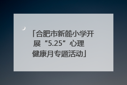 合肥市新麓小学开展“5.25”心理健康月专题活动