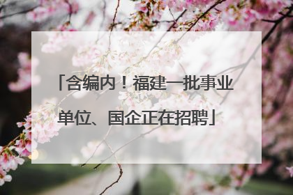 含编内！福建一批事业单位、国企正在招聘
