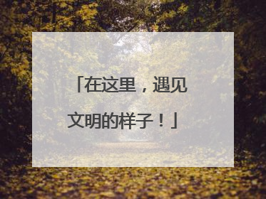 在这里，遇见文明的样子！