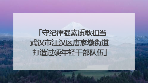 守纪律强素质敢担当 武汉市江汉区唐家墩街道打造过硬年轻干部队伍