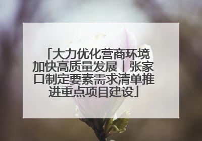 大力优化营商环境 加快高质量发展丨张家口制定要素需求清单推进重点项目建设