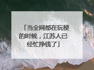 当全网都在玩梗的时候，江苏人已经忙挣钱了