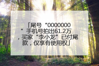 尾号“0000000”手机号拍出61.2万，买家“李小龙”已付尾款，仅享有使用权