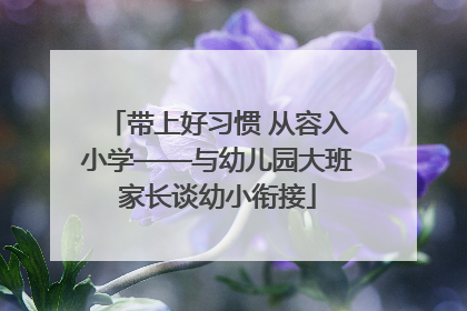 带上好习惯 从容入小学——与幼儿园大班家长谈幼小衔接