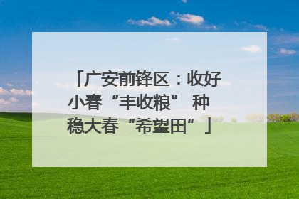 广安前锋区：收好小春“丰收粮” 种稳大春“希望田”