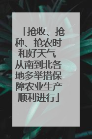 抢收、抢种、抢农时和好天气 从南到北各地多举措保障农业生产顺利进行