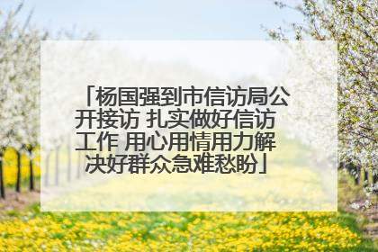 杨国强到市信访局公开接访 扎实做好信访工作 用心用情用力解决好群众急难愁盼