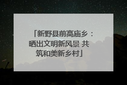 新野县前高庙乡：晒出文明新风景 共筑和美新乡村