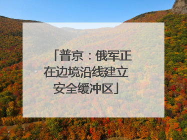 普京：俄军正在边境沿线建立安全缓冲区