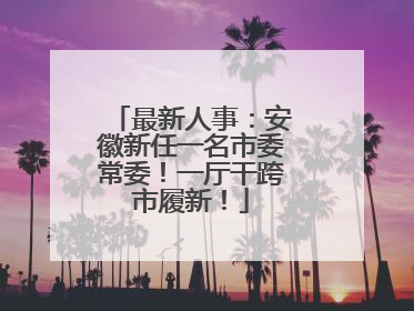 最新人事：安徽新任一名市委常委！一厅干跨市履新！