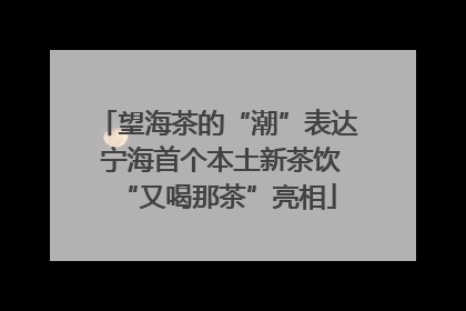 望海茶的“潮”表达 宁海首个本土新茶饮“又喝那茶”亮相
