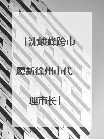 沈峻峰跨市履新徐州市代理市长
