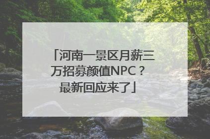河南一景区月薪三万招募颜值NPC？最新回应来了