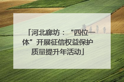 河北廊坊：“四位一体”开展征信权益保护质量提升年活动