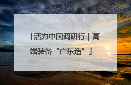 活力中国调研行｜高端装备“广东造”