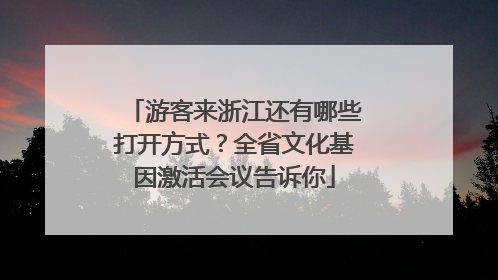 游客来浙江还有哪些打开方式？全省文化基因激活会议告诉你