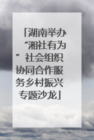湖南举办“湘社有为”社会组织协同合作服务乡村振兴专题沙龙