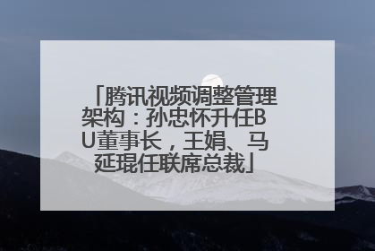 腾讯视频调整管理架构：孙忠怀升任BU董事长，王娟、马延琨任联席总裁
