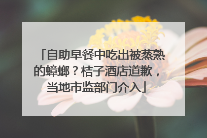自助早餐中吃出被蒸熟的蟑螂？桔子酒店道歉，当地市监部门介入