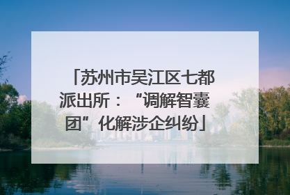 苏州市吴江区七都派出所：“调解智囊团”化解涉企纠纷