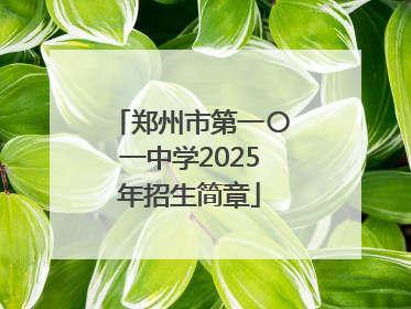 郑州市第一〇一中学2025年招生简章