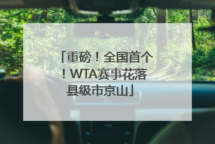 重磅！全国首个！WTA赛事花落县级市京山