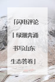 闪电评论丨绿潮奔涌 书写山东生态答卷