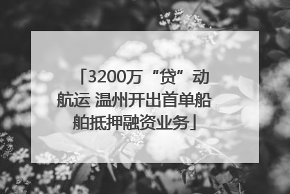 3200万“贷”动航运 温州开出首单船舶抵押融资业务