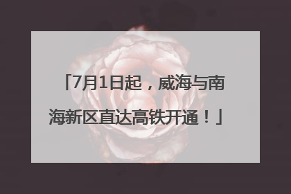 7月1日起，威海与南海新区直达高铁开通！